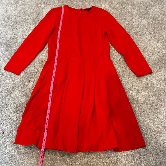 J Crew Women's Longsleeve Dress Bright Red Knee Length Size 12 - Picture 8 of 10